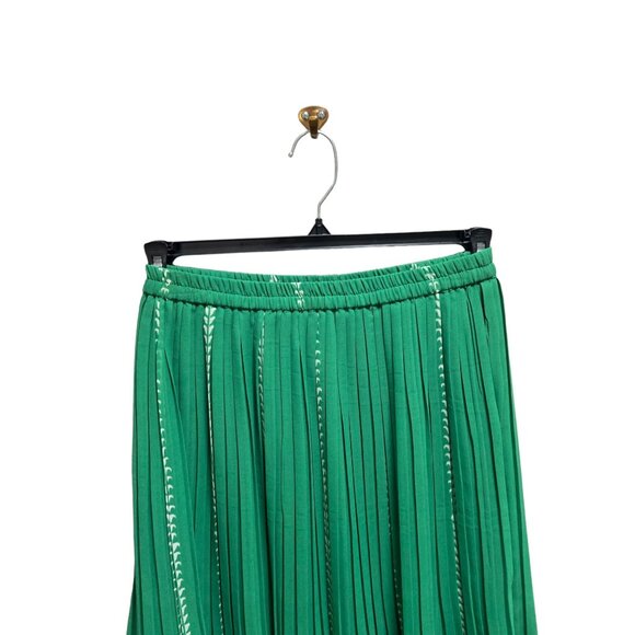Anthony Richards Pleated Floral Midi Skirt Green Size MP Vintage Coastal Cottage - Picture 8 of 13